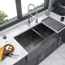 Load image into Gallery viewer, Double Bowl Farmhouse Sink, Stainless Steel Apron Front
