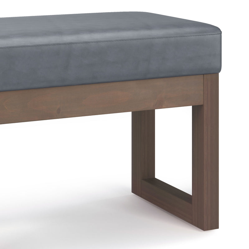 Milltown - Footstool Small Ottoman Bench - Dark Gray - Faux Leather