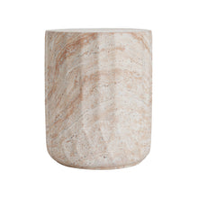 Load image into Gallery viewer, Outdoor / Indoor Lightweight Concrete Side Table, Cylinder Travertine Finish Accent Table - Beige
