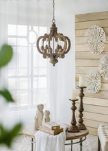 Load image into Gallery viewer, Farmhouse Chandelier, 6 Light Wood Chandelier Pendant Light Fixture With Adjustable Chain For Dining Room Living Room Entryway, Bulb Not Included
