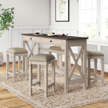 Load image into Gallery viewer, Console Table With 4 Stools - Antique White
