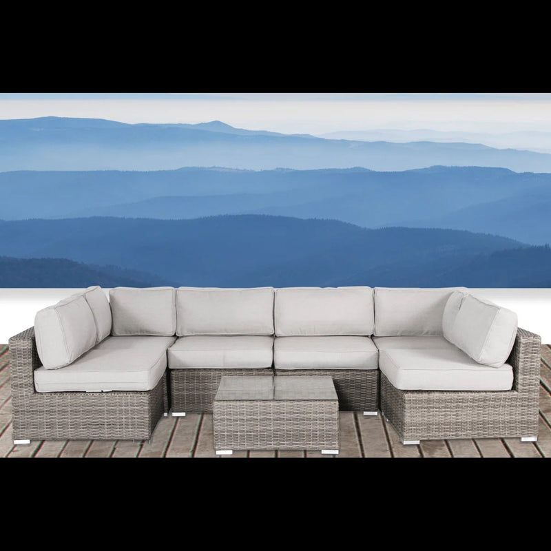 Patio Sofa Set For 4 With Cushions Convenient Outdoor Seating Group - Brown / Gray