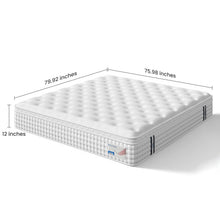 Load image into Gallery viewer, 12" Hybrid Mattress, Memory Foam &amp; Pocket Spring Bed, Medium Firm Comfort, Spine Support, Quiet &amp; Breathable - White - King
