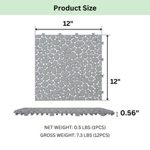 Load image into Gallery viewer, Interlocking Deck Tiles Plastic Waterproof Outdoor All Weather Anti-Slip Bathroom Shower Balcony Porch Strong Weight Capacity Upto 440 Lbs, Pebble Stone Pattern
