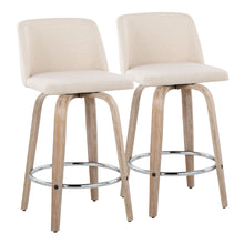 Load image into Gallery viewer, Toriano - Contemporary Fixed Height Counter Stool With Swivel &amp; Round Footrest Modern Design (Set of 2)
