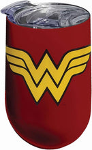 Load image into Gallery viewer, Spoontiques-Wonder Woman Stainless Steel Wine Tumbler, 16 Oz - Double Wall Insulated Drink Cup with Lid for Travel
