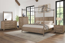Load image into Gallery viewer, Queen Canopy Bedroom Set With A 2 Drawer Nightstand A Dresser With Poster Mirror And A Door Chest - Sand
