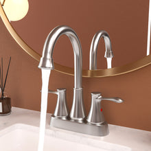 Load image into Gallery viewer, 4" Centerset Bathroom Faucet With Pop Up Drain And Water Supply Lines - Brushed Nickel
