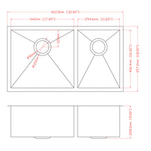 Load image into Gallery viewer, Modern Double Bowl Undermount Kitchen Sink 50 / 50 Design Stainless Steel
