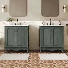 Load image into Gallery viewer, Vintage Double Sink Bathroom Vanity Set With Ceramic Sinks
