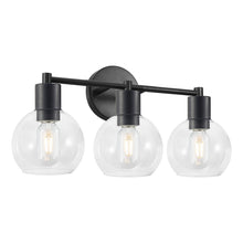 Load image into Gallery viewer, 3 Light Globe Bathroom Vanity Light With Clear Glass Shades - Black
