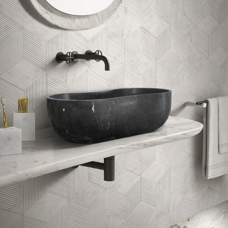 Vessel Sink, Wavy Shape Basin, Vanity Bowl - Dark Gray