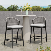 Load image into Gallery viewer, Outdoor 26" Counter Height Metal Frame Counter Stools With Scallop Shaped Backrest &amp; Water Resistant Cushions
