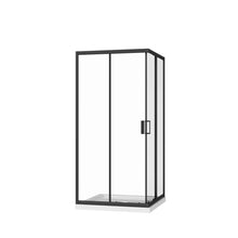 Load image into Gallery viewer, Corner Shower Enclosure, Double Sliding Door &amp; Shower Base - Matte Black
