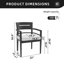 Load image into Gallery viewer, Outdoor Patio Dining Chairs With Outdoor Grade Sunbrella Fabric Cushions, Tapered Feet (Set of 4) - Ember Black
