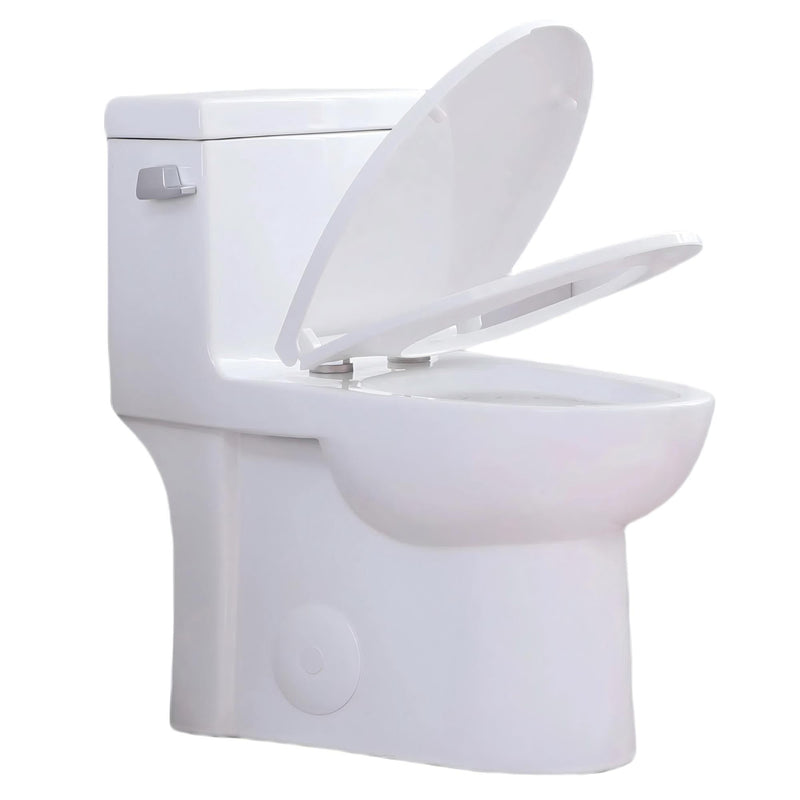 Gloss Tornado Flush 1 Piece Elongated Toilet With Siphonic Side Press, ADA Comfort Chair Height - Gloss White