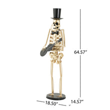 Load image into Gallery viewer, Skeleton Musician Statue, For Halloween Indoor Outdoor Party Display - Gold
