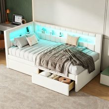 Load image into Gallery viewer, Upholstered Platform Bed With USB Ports And LED Belt
