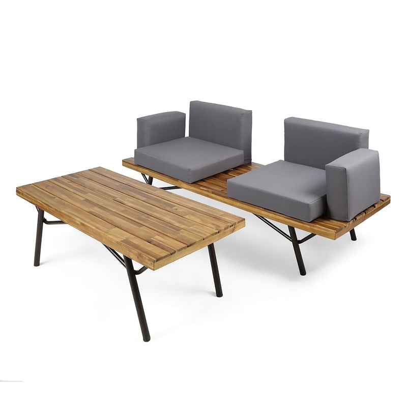 2 Piece Patio Set With Loveseat And Coffee Table - Natural / Gray