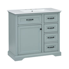 Load image into Gallery viewer, 36" Bathroom Vanity With Sink, 2 Tip-Out Drawers, Soft Close Hinges
