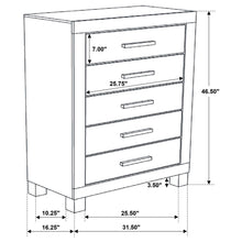 Load image into Gallery viewer, Bren - 5 Drawer Chest With Handles And Block Legs - Rustic
