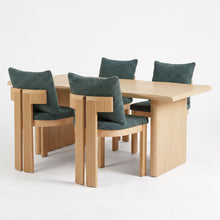 Load image into Gallery viewer, 5 Piece Indoor Dining Set With Fluted Table Upholstered Chairs - Green / Natural
