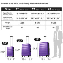 Load image into Gallery viewer, 3 Piece Luggage Set Hardside Spinner Suitcase With Tsa Lock 20" 24" 28" Available

