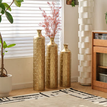 Load image into Gallery viewer, Floor Metal Vases Decorated White Metal Vases (Set of 3) Gorgeous Home Decoration Large Glazed Metal Vases - Golden
