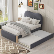 Load image into Gallery viewer, Upholstered Platform Bed With Wood Supporting Feet And Trundle
