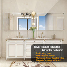 Load image into Gallery viewer, Rounded Corner Rectangle Bathroom Mirror For Wall Metal Frame Wall Mounted Bathroom Mirror Vanity Bathroom Mirror (Horizontal &amp; Vertical)
