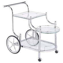 Load image into Gallery viewer, Reia - 3 Tier Cart With Casters &amp; Tempered Glass Design - Chrome
