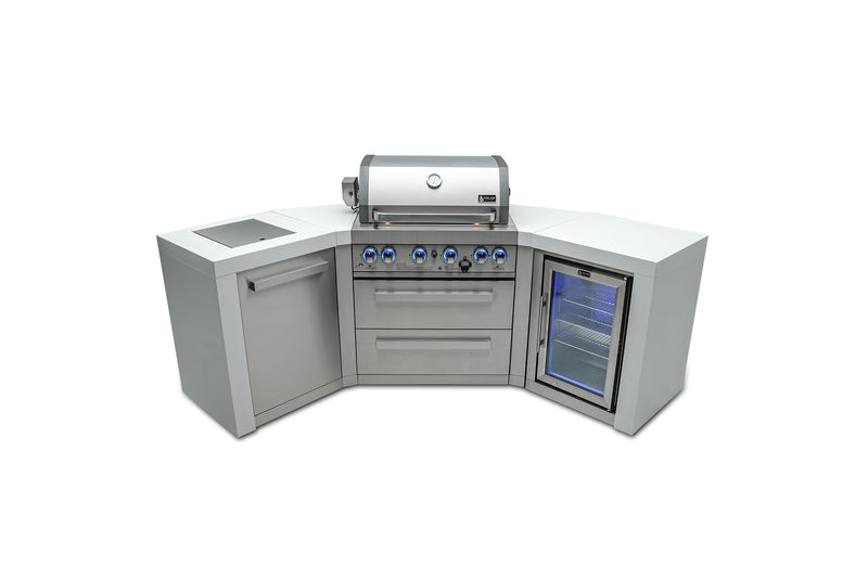 MONT ALPI 4-BURNER DELUXE ISLAND WITH 45-DEGREE CORNERS AND A FRIDGE CABINET-MAi400-D45FC