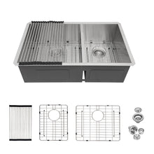 Load image into Gallery viewer, Modern Double Bowl Undermount Kitchen Sink 50 / 50 Design Stainless Steel
