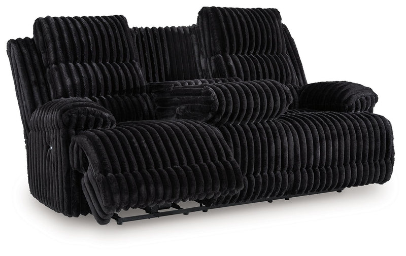 Rhine Falls - Reclining Power Sofa With Drop Down Table - Onyx