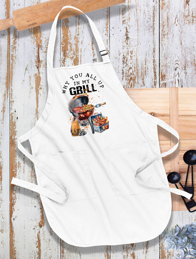 Avery Lane Gifts - All Up in my Grill BBQ Funny Kitchen Cotton Apron