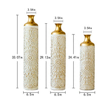 Load image into Gallery viewer, 3 Piece Home Decoration Large Glazed Floor Vase Decoration Home Droplet Shaped - Gold / White
