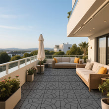 Load image into Gallery viewer, Stone Style Patio Deck Tiles, Diy Interlocking Outdoor Indoor Floor Tiles (Set of 44) - Dark Gray

