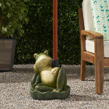 Load image into Gallery viewer, Charming Frog Prince Umbrella Base With Concrete Design - Green
