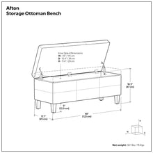 Load image into Gallery viewer, Afton - Large Storage Ottoman Bench
