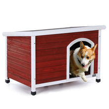 Load image into Gallery viewer, Medium Wooden Outdoor Dog House, Waterproof Roof, Elevated Floor, Adjustable Plastic Feet
