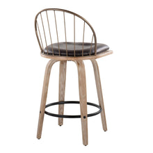 Load image into Gallery viewer, Riley - Farmhouse Fixed Height Counter Stool Round Footrest With Removable Cushion (Set of 2) - White Washed / Antique Copper / Brown
