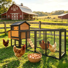 Load image into Gallery viewer, Large Outdoor Hen House With Run And Nesting Box Poultry Cage
