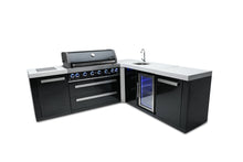 Load image into Gallery viewer, MONT ALPI 805 BLACK STAINLESS STEEL ISLAND WITH A 90-DEGREE CORNER AND BEVERAGE CENTER-MAi805-BSS90BEV

