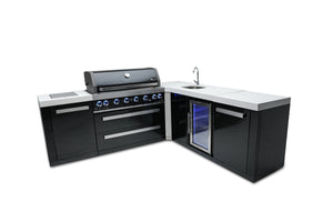 MONT ALPI 805 BLACK STAINLESS STEEL ISLAND WITH A 90-DEGREE CORNER AND BEVERAGE CENTER-MAi805-BSS90BEV