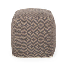 Load image into Gallery viewer, Amuleto - Hand Loomed Cotton Pouf - Dark Gray / Brown
