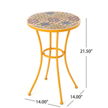 Load image into Gallery viewer, Outdoor Side Table With Tile Mosaic Table Top - Yellow
