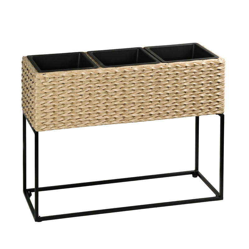 Solhome - Planter Box, 3 Removable Inserts, Indoor / Outdoor - Light Brown