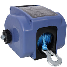 Load image into Gallery viewer, Reversible 12V Electric Trailer Winch For Boats Up To 6000 Lbs With Synthetic Rope And Extra Pulley Hook - Blue
