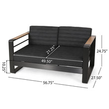 Load image into Gallery viewer, Loveseat With Slat Paneling And Aluminum Frame - Black
