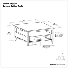 Load image into Gallery viewer, Warm Shaker - Square Coffee Table - Tobacco Brown
